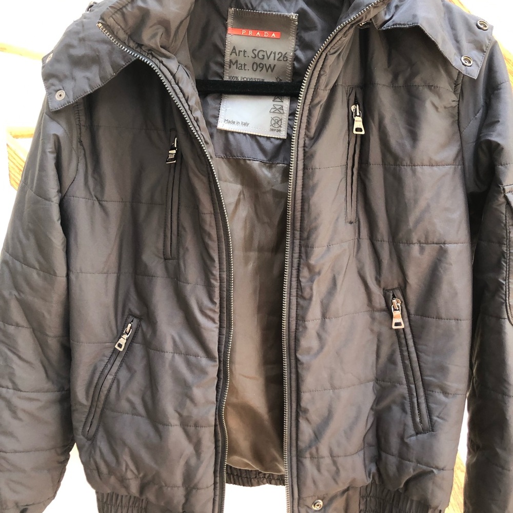 Prada Black Quilted Hooded Puffer Jacket - Picture 1 of 7